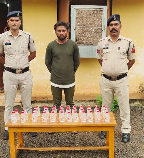 अवैध शराब की बिक्री करते युवक गिरफ्तार, 34 पौवा शराब व नगदी जब्त